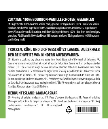 Buy Organic Bourbon Vanilla 25g - 100% Pure & Natural Ground Vanilla Pods from Controlled Organic Cultivation - Buy Online on GoSupps.com