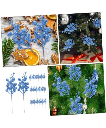 SilteD 20pcs Fake Berry Stem cutting branch Tree Branches For Decoration christmas tree decorations berry branch decorate artificial berry Foam wreath christmas DIY berries Blue 19X5X5CM - Buy Online on GoSupps.com