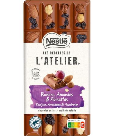 Nestl Les Recettes de L'Atelier - Milk Chocolate Bar with Raisins Almonds and Hazelnuts - 170g - Buy Online on GoSupps.com