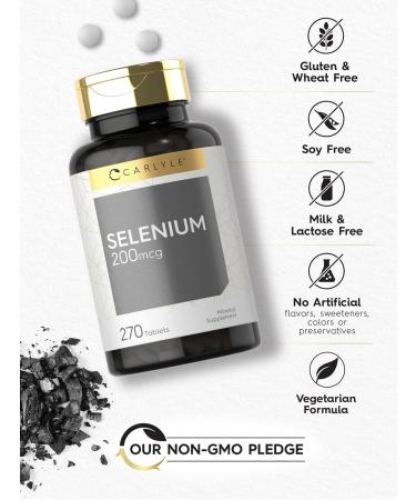 Selenium Supplement 200mcg Tablets | Vegetarian Non-GMO Gluten Free | Carlyle - Buy Online on GoSupps.com