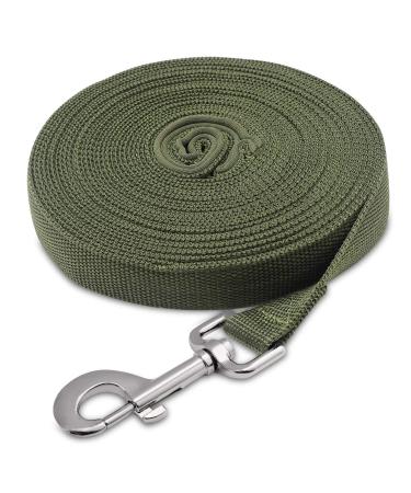 Tow leash dogs - 10m army green exercise line with padded handle -robust training leash from long -lasting nylon - running leash for large & small dogs 10m army -green shelepline
