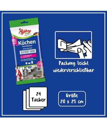 Poliboy XXL Kitchen Wet Wipes - All-Purpose Cleaning Towels with Orange Fragrance - 2 Pack (48 Towels) - Made in Germany - International Shipping Available - Buy Online on GoSupps.com