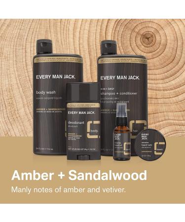 Every Man Jack 2-in-1 Shampoo + Conditioner - Amber + Sandalwood | For All Hair Types | 24oz | Cruelty-Free & Naturally Derived - Buy Online on GoSupps.com