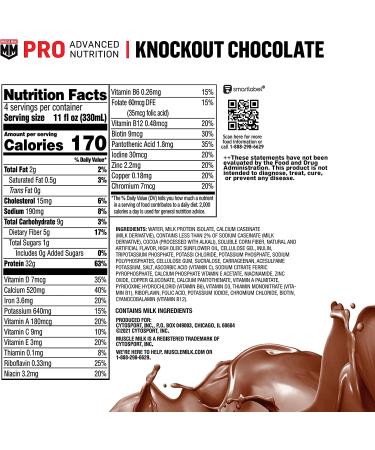Muscle Milk Pro Series Protein Shake - Knockout Chocolate, 32g Protein, 11 Fl Oz (Pack of 12) - Buy Online on GoSupps.com