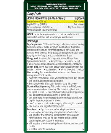 Excedrin PM Sleep Aid & Headache Relief Caplets - 100 Count - Buy Online on GoSupps.com