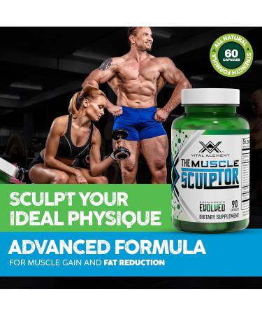 Vital Alchemy The Muscle Sculptor Muscle Builder with Vitamin B3 B6 Phosphatidylserine Epicatechin & Cayenne Supports Muscle Growth Focus Energy & Protein Synthesis Made in USA 90 Capsules - Buy Online on GoSupps.com