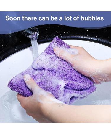 African Bathing Sponges Set - 3 Pieces Back Scrubbers & Net Smoother with Exfoliating Loofahs - Body Washing Accessories in Purple, Blue, Coffee - Buy Online on GoSupps.com