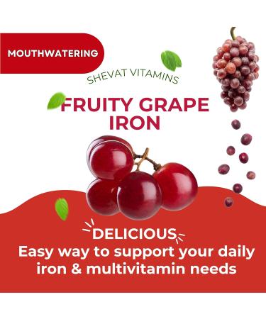 Made in USA 90 Iron Gummies For Women Anemia - Vegan, Gluten Free & Immune Support Iron Supplement Gummies (Grape) - Chewable Iron Gummies for Men - Kids iron Gummies for Kids with Vitamin C, A & Zinc - Buy Online on GoSupps.com