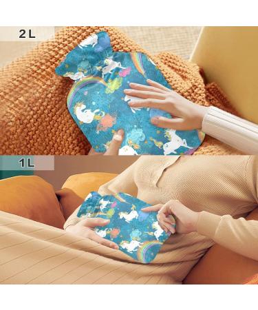 Hot Water Bottle 2L - Cute Baby Unicorns Cover | Pain Relief & Winter Hand Feet Warmer - Buy Online on GoSupps.com