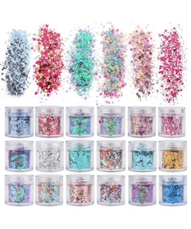 Anderk 18 boxes glitter for face body glitter glitter sequin chunky glitter for face nails eyes lips hair body make-up glitter pillette