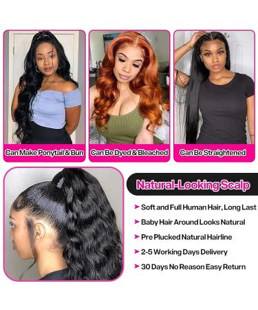 ZILING Body Wave 4x4 Lace Closure Human Hair Wig - 16 Inch Natural Black 150% Density Pre Plucked Brazilian Lace Front Wig for Black Women - Buy Online on GoSupps.com