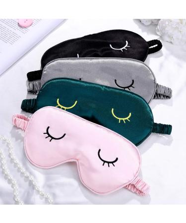 4 Pieces Sleep Eye Masks Silk Sleep Eye Cover Cute Lightweight Adjustable Eyeshade Mask Satin Night Eyeshade Covers for Women Men Sleep Travel Nap Gray Pink Black Green - Buy Online on GoSupps.com