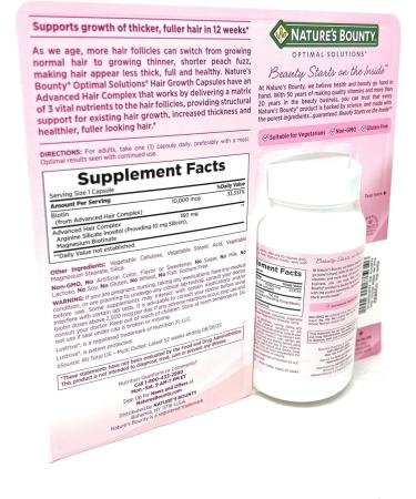 Nature's Bounty Hair Growth Supplement 1 Per Day Clinically Shown to Support Thicker Fuller Hair with Biotin Silicon & Arginine 90 Capsules - Buy Online on GoSupps.com