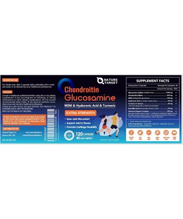 NATURE TARGET Glucosamine Chondroitin MSM Joint Support Supplement Shellfish Free Turmeric Boswellia Hyaluronic Acid Collagen Calium for Cartilage and Bone Health 120 Capsules 40 Servings - Buy Online on GoSupps.com