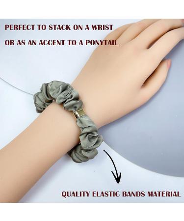 Pine Green Satin Silk Scrunchies - 6 Pack Soft Hair Ties for Women and Girls | Fancy Hair Accessories Ponytail Holders - No Damage - Buy Online on GoSupps.com