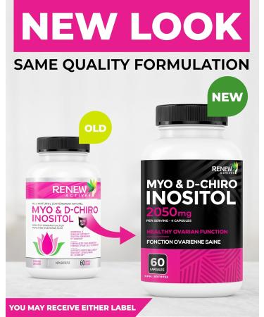 Renew Actives Myo-Inositol & D-Chiro Inositol Promotes Balanced Ovarian Function Regulates Menstrual Cycle Hormonal Harmony & Metabolic Health for Women's Wellness 60 Capsules - Buy Online on GoSupps.com