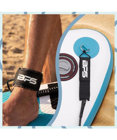 BPS New Zealand 'Storm' Premium Surf SUP Leash 10ft Coiled - Choose Color and Bundle - Koru Black SUP Leash with Waterproof Waist Bag - Buy Online on GoSupps.com