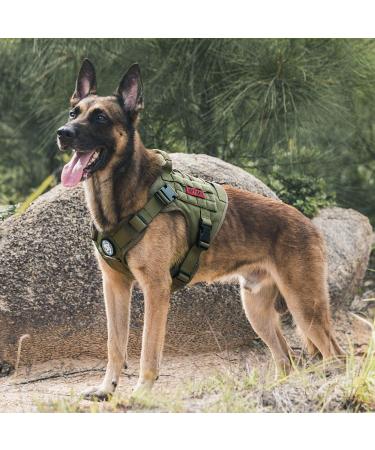 OneTigris Tactical Dog Vest | Service Dog Harness | MOLLE Dog Training Harness 1000D Nylon - XL Ranger Green - Buy Online on GoSupps.com