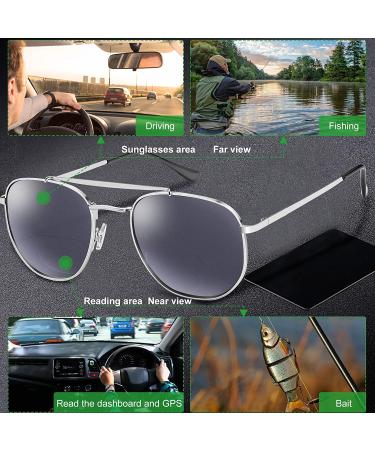 Bifocal Aviator Sun Readers 1.0D Reading Sunglasses | UV400 Grey | Women Men - Buy Online on GoSupps.com