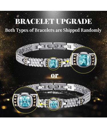 RainSo Women's Blue Gemstone Magnetic Bracelet - Adjustable Wristband with 3 Smarter Buckles & Gift Box - International Shipping Available - Buy Online on GoSupps.com
