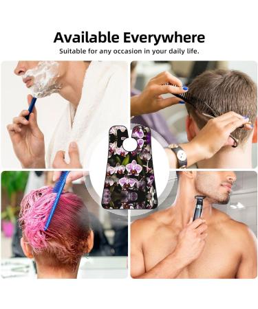 Orchids Print Beard Bib Apron for Men | Beard Hair Catcher Cape for Shaving & Trimming | Black Beard Cape Cloth - Shop Now - Buy Online on GoSupps.com