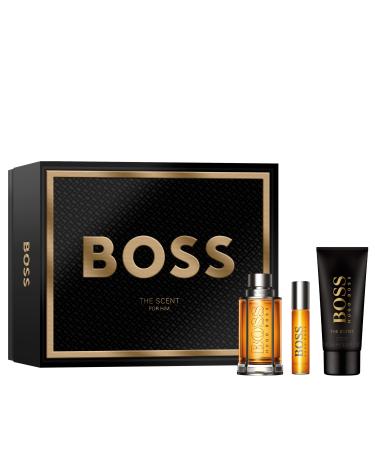 Hugo Boss The Scent Eau de Toilette Ambery Men's Cologne With Notes of Ginger Manika Fruit & Leather Accords Long Lasting Fragrance 3 piece set 2(3.3floz.+0.33floz.+3.3floz.)