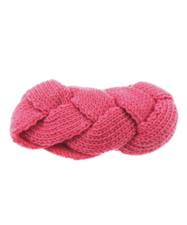 Cute Womens Girls Chunky Ribbed Fashion Winter Woolen Warm Apres Ski Knit Knitted Crochet Fluffy Twist Turban Knotted Knot Earmuffs Ear Warmer Headwear Hairband Headband Headwrap Hat Fuchsia