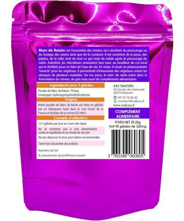 NAKURU | Grape Mark | Power Range | Made in France | The Unsuspected Treasure! | (90 Capsules of 325mg/Net Weight: 29g) - Buy Online on GoSupps.com