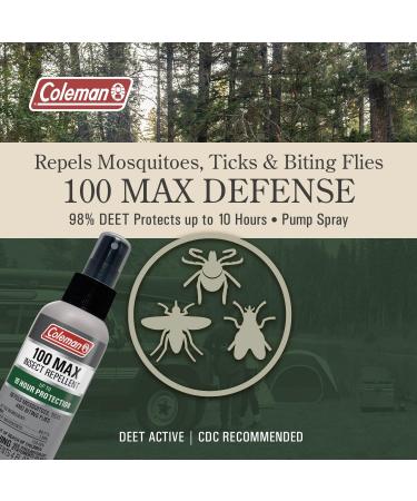 Coleman Insect Repellent Spray - 100% MAX DEET Insect Repellent Pump Spray, Protection Against Ticks, Mosquitoes, chiggers, gnats, Fleas and Flies, Ideal for Camping, Hiking, Outdoor Activities, 4oz - Buy Online on GoSupps.com