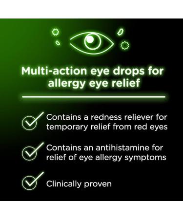 Visine Allergy Eye Relief Multi-Action Antihistamine & Redness Reliever Eye Drops with Pheniramine Maleate & Naphazoline HCl Eye Drop Treatment for Red Itchy Allergy Eyes  0.5 fl. oz - Buy Online on GoSupps.com