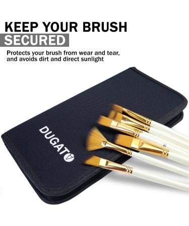 DUGATO Premium Black Canvas Paint Brush Holder - Organizer Case for 15 Oil Acrylic Watercolor Paintbrushes - Artist Carrying Bag with Pop-Up Flaps - Buy Online on GoSupps.com