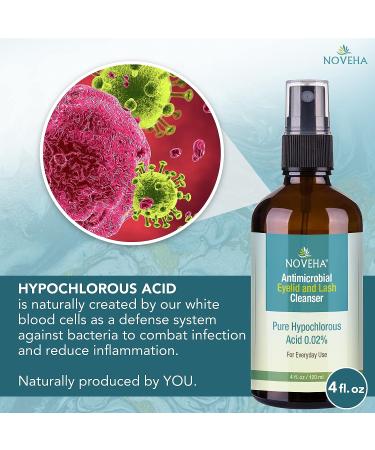NOVEHA Eyelid and Lash Gel Cleanser | Made in USA | Relief from Irritation, Dry Eyes, Styes & Blepharitis | Hypochlorous Acid 0.02% | 120ml - Buy Online on GoSupps.com