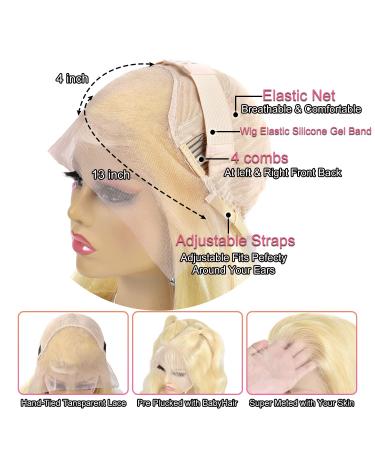26 613 Blonde Body Wave Lace Front Wig Human Hair 13x4 - Pre Plucked with Baby Hair - 150% Density Brazilian Lace Frontal Wig for Women - Buy Online on GoSupps.com