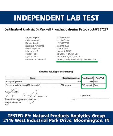 Dr. Maxwell Phosphatidylserine & Bacopa Monnieri Better Than Each Alone. Phosphatidylserine Supplement 300mg No Fillers Soy Free 2in1 120 Capsules. Memory Support - Buy Online on GoSupps.com