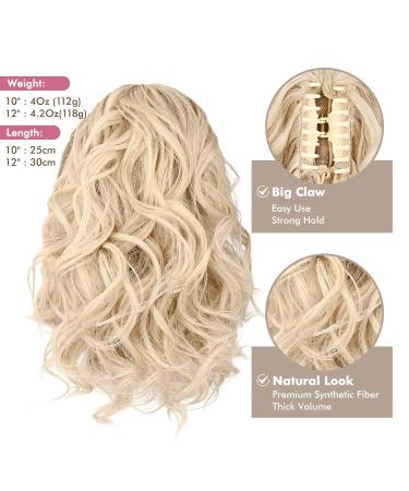 Reecho Clip-In Ponytail Extension for Women - Short Curly & Wavy 30 cm Cool Blonde Hair - Buy Online on GoSupps.com