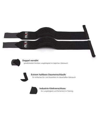 Athletics Aesthetics Black Wrist Bandages - 45cm Fitness Wraps for Strength Training Bodybuilding & CrossFit Support - Buy Online on GoSupps.com