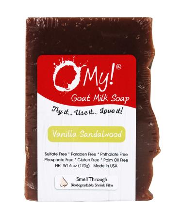 Goat Milk Soap 6oz Bar - Vanilla Sandalwood | Made with Farm-Fresh Goat Milk | Moisturizes dry skin | Gently Exfoliates | Paraben Free | Leaping Bunny Certified | Made in USA
