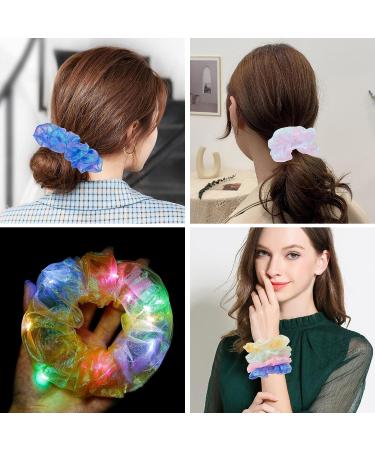 10Pcs LED Light Hair Scrunchies - Glow in the Dark Hair Ties for Women - Mermaid Party Favors - Neon Accessories for Festivals - Buy Online on GoSupps.com