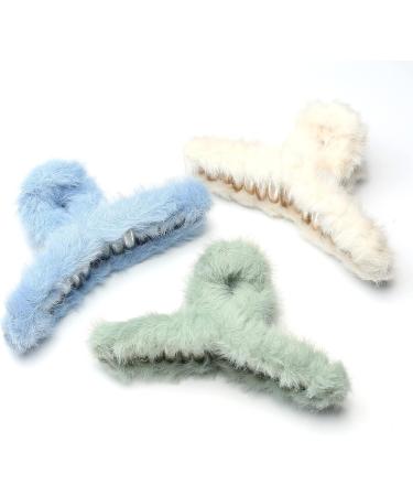 Winter Large Fluffy Hair Clip Beautiful Women's Hair Clip Headpiece Elegant Hair Accessory (Green) - Buy Online on GoSupps.com