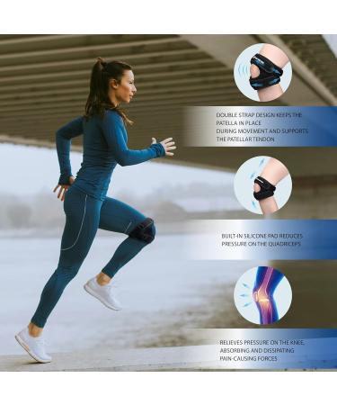 Patella Knee Brace - Adjustable Support Strap with Gel Pad for Pain Relief | Ideal for Meniscus Tear Arthritis & Tendonitis - One Size Black - Buy Online on GoSupps.com