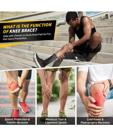 CAMBIVO Knee Braces 2 Pack - Knee Compression Sleeves with Side Stabilizers & Patella Gel Pad - Medium STSBlack - Buy Online on GoSupps.com