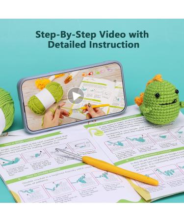 OPOUNT Beginner Crochet Kit: 5 PCS Cute Dinosaur Crochet Set - Perfect for Adults and Kids - Step-by-Step Instructions and Video Tutorials - Patent Product - Buy Online on GoSupps.com