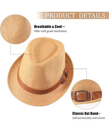 Ultrafun 3 Pack Straw Fedora Hat for Men Women - Classic Gangster Trilby Panama Sun Hat Set - Buy Online on GoSupps.com