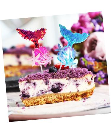 FAVOMOTO 24 Pcs Cake Decoration Girl Birthday Party Supplies Shell Cupcake Toppers Toothpick Mermaid Cake Ocean Decor Mermaid Cupcake Toppers for Girls Sea Decor Cloth Happy Birthday Flash - Buy Online on GoSupps.com