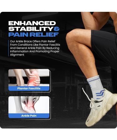 Buy Special Essentials Ankle Brace for Men & Women - Relief for Plantar Fasciitis Arch Support & Foot Pain - Compression Sleeve Sock (Large Blue) - International Shipping Available - Buy Online on GoSupps.com