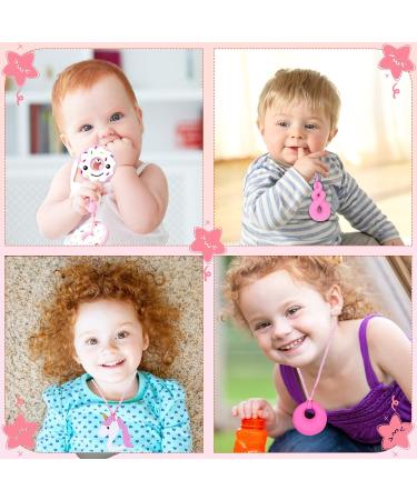 5 Pcs Unicorn Chew Necklace for Girls Kids - Silicone Teething Necklace for Baby | Sensory Oral Motor Aid with Autism ADHD - Pink - Buy Online on GoSupps.com