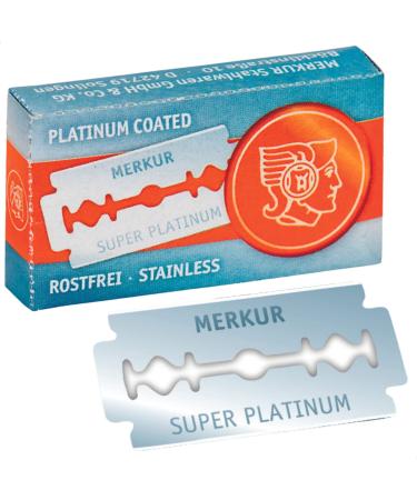 Merkur razor blade stainless steel super platinum silver 910 (10 pieces) |Classic double -sided razor blade coated with platinum |Ideal for wet shaving |Rustproof stainless steel |Made in Germany - Buy Online on GoSupps.com