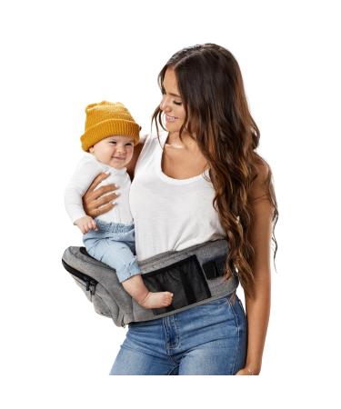 Tushbaby - Safety-Certified Hip Seat Baby Carrier - Moms Choice Award Winner, Seen on Shark Tank, Ergonomic Carrier & Extenders for Newborns & Toddlers (Carrier, Grey) Carrier Grey