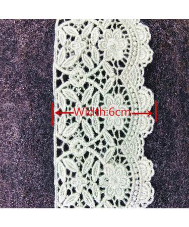 6CM Europe Flower Pattern Embroidery Trim - 4 Yards, Light Green - Buy Online on GoSupps.com