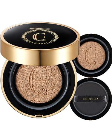Elensilia Snail Mucin Essence Cover Cushion Premium 0.53 Oz. with Refill  Makeup Cushion Foundation with Sunscreen and Skin Care Benefits | Stem Cells  Peptides  Amino Acids  Hyaluronic Acids (23 Natural Beige)